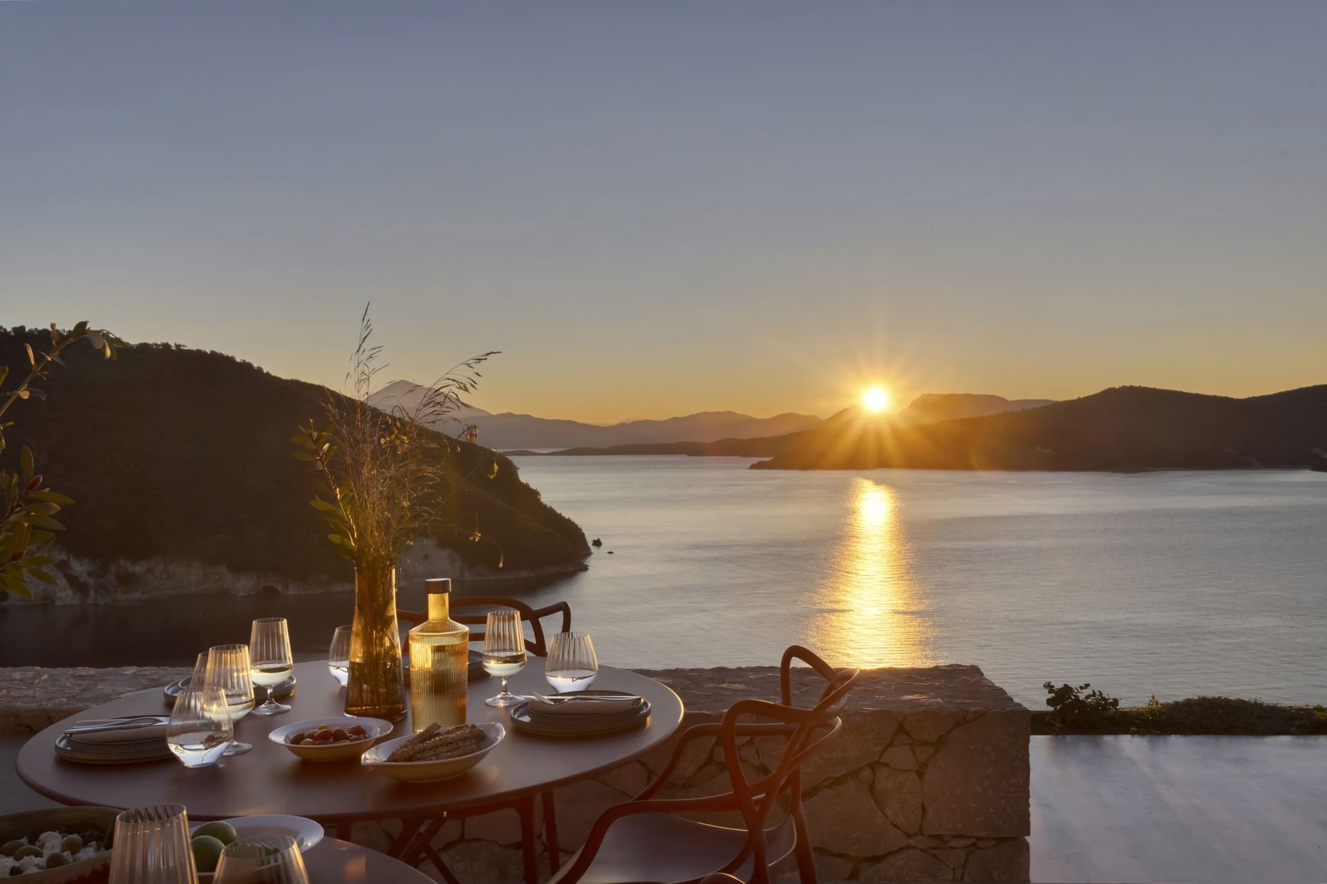 Thyta House al-fresco outdoor dining terrace, Lefkada