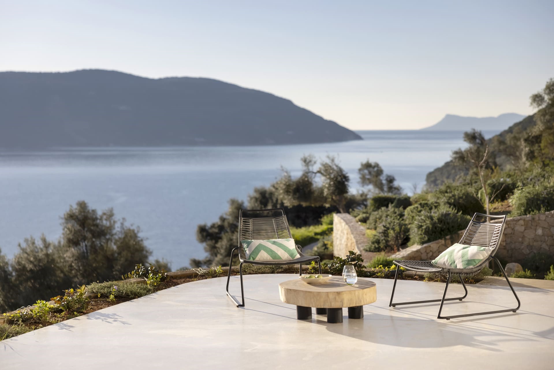 Thyta House pool terrace afternoon light Lefkada